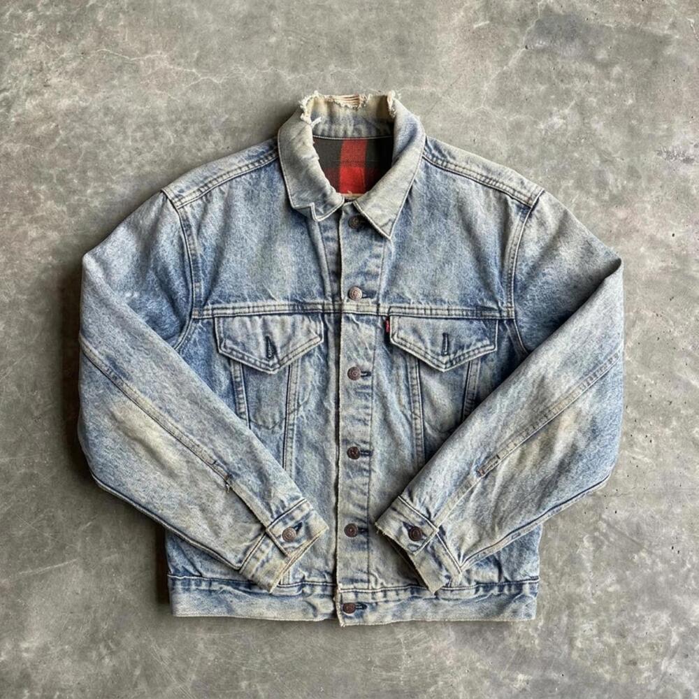 Vintage Levi’s Blanket Lined Denim Trucker Jacket Distressed